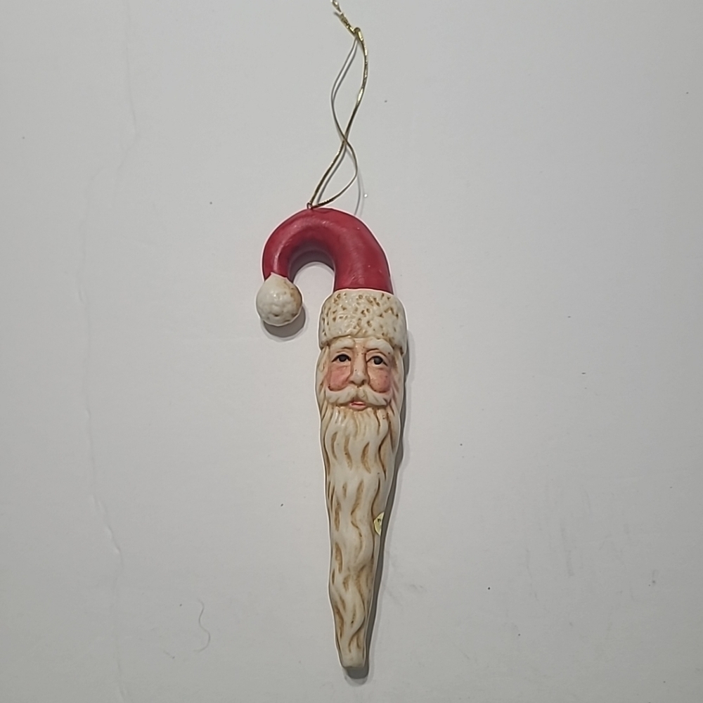 Ceramic Icicle Santa Christmas Ornament 6"